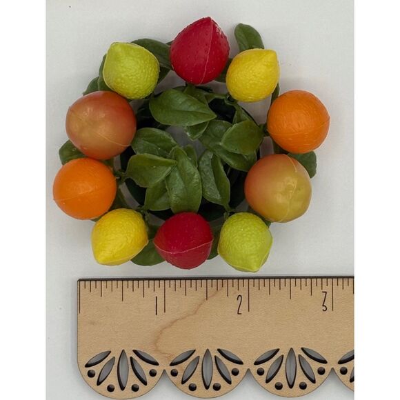 Set of SIX Vintage Plastic Candle Rings Fruit 1960s - Picture 5 of 5